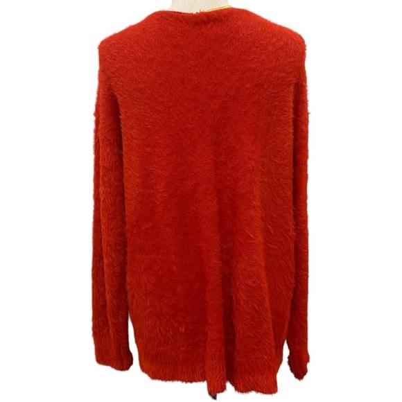 A New Day Red Deep V neck Eyelash Sweater Sz L - Picture 2 of 6